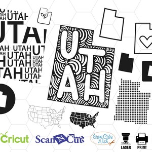 utah state svg, utah dxf, utah home svg, map svg, united states svg, mandala svg, state vector, state pride, outline, love, cameo, decal svg