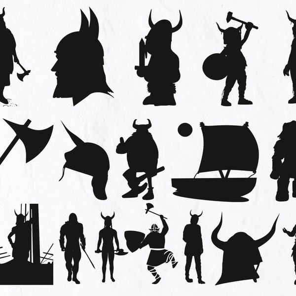 16 Viking SVG Bundle, Ancient, Nordic, Scandinavian, Illustration, Warrior, Barbarian, Norse, History, Northern, Symbol, Battle, North