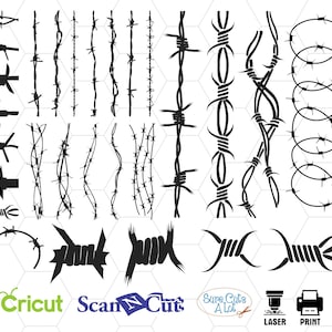Fil de fer barbelé svg, droite Barb clôture clôtures prison Western Ranch tatouage Spike dopés. SVG. EPS. PNG vecteur Clipart numérique Cricut coupe coupe