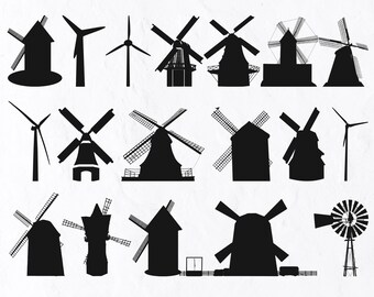 18 Windmill SVG Bundle, Wind SVG, Windmill Png, Farm Energy, Turbin, Propeller, Windmills svg, Windfarm, Wind Turbine, papercraft, vinyl