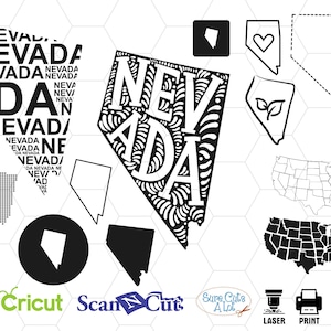 Nevada state svg, nevada kaart svg, ons Staten svg usa svg, Verenigde Staten-svg, clipart, cameo, cricut, vinyl, sticker, png, dxf, monogram, afdrukken