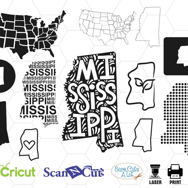 mississippi state svg, mississippi map svg, outline, decal, vinyl, clipart, dxf, print, cut, cameo, silhouette, png, us state svg, usa svg