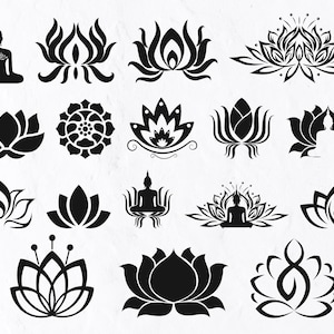 17 Lotus Flower SVG Bundle, Lotus Svg, Lotus Clipart, Lotus Vector, Lotus Cricut, Lotus Download, lotus Svg Cut File, Lotus Silhouette