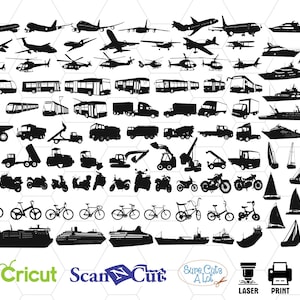 交通機関アイコン svg、交通機関クリップアート、トラック svg、シルエット svg、バス svg、建設 svg、トラクター svg、車両 svg、公共交通機関 svg