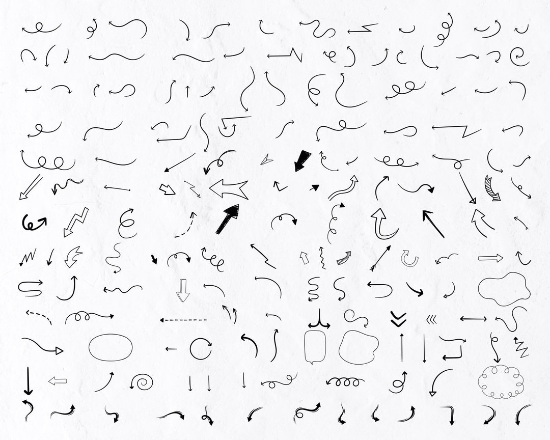 162 Hand Drawing Arrows SVG Bundle, Doodle Arrow SVG, Arrows Collection ...