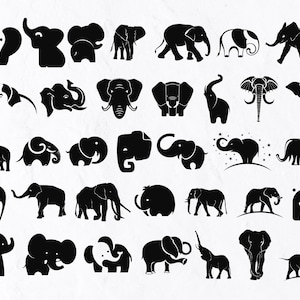 35 olifant gesneden bestanden, schattige olifant SVG ontwerp, olifant silhouetten svg, olifant Svg, baby olifant Svg