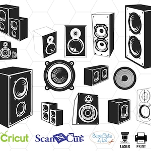 Altavoces svg, altavoz svg, música svg, audio svg, música de signo svg, auriculares de altavoz svg, vinilo svg archivo de corte, silueta de altavoz archivos svg