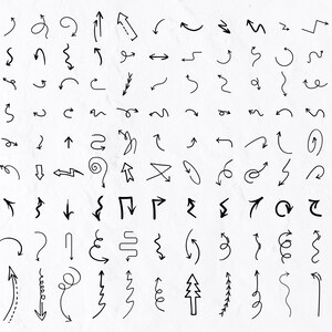 115 Handtekenpijlen SVG Bundel, Pijlsymbool, Doodle Pijlen SVG, Omlaag, Tekening, Getekend, Element, Handteken Pijlen, Illustratie