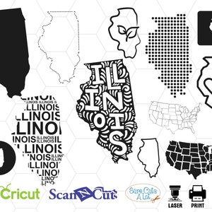 carte de l’illinois Illinois state svg, svg, usa svg, svg États-Unis, vinyle, décalque, coupe, silhouette, camée, design, téléchargement, dxf, eps, svg, png