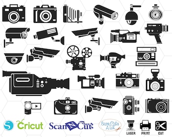Camera svg bundle, camera clipart, photography svg, camera cut file, camera silhouette, camera dxf, camera vector, cricut vintage camera svg