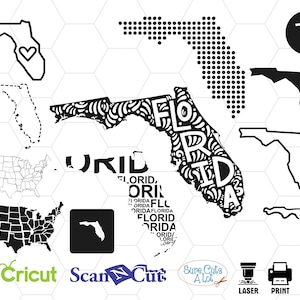 Florida Zustand Svg, Florida-Haus, Usa Svg, Svg-Datei für Cricut, Silhouette, Kamee, Monogramm, Vinyl, Aufkleber, Dxf, Svg, Zustand Umriss Svg, drucken