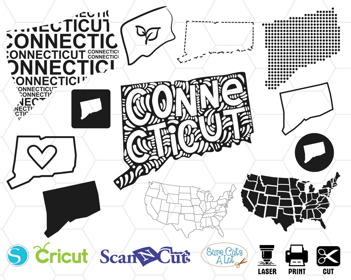 Svg Ct Connecticut State Svg, Connecticut Cameo, Cricut Cut Files, Clipart ...