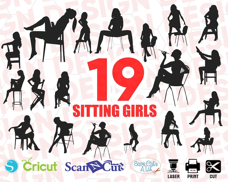 Sexy Girls Svg Sitting Girl Svg Chair Svg Svg Dxf Eps Jpeg Png Cricut Svg Printing Dxf Silhouette Svg Vector Design Monogram Svg