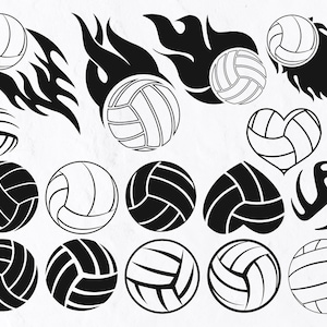 16 Volleyball SVG, Heart Volleyball Bundle, Volleyball Vector, Volleyball Clipart, Volleyball Monogram, Volleyball Silhouette