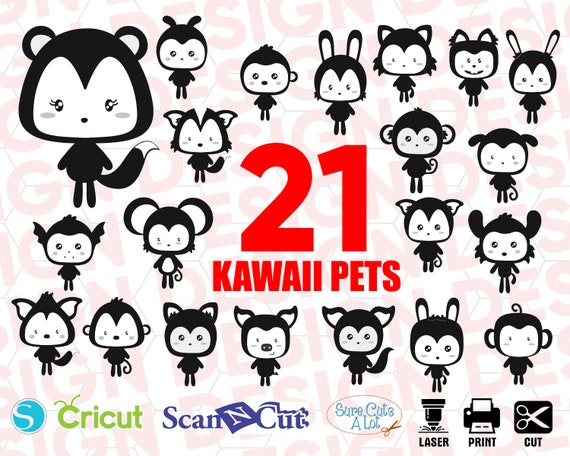 KAWAII PETS Svg, Kawaii Clothing, Kawaii Silhouette, Kawaii Cricut