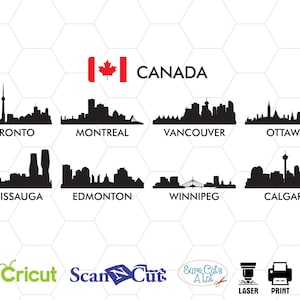Canada ville svg, svg de Toronto, Montréal svg, Vancouver svg, Ottawa svg, Mississauga svg, Edmonton svg, svg de Winnipeg, Calgary cricut de fichiers svg