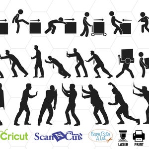 Schieben Sie, Svg, schieben, Silhouette, Mann, schwarz, Satz, Vektor, Png, dxf