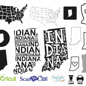 indiana state svg, indiana map svg, indiana outline, usa svg, united states svg, vinyl, decal, print, cut, cameo, cricut, silhouette, dxf