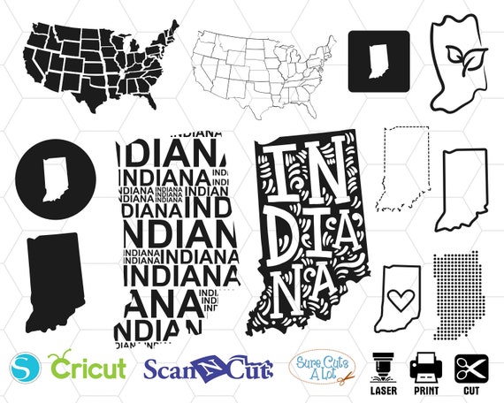 Download Indiana State Svg Indiana Map Svg Indiana Outline Usa Svg Etsy