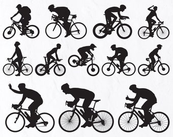 12 Cycling Silhouettes, Cycling SVG, Bicycle Silhouette, Bicycle SVG, Bicycle Black svg, Bicycle vector, Bicycle print, Bicycle vinyl