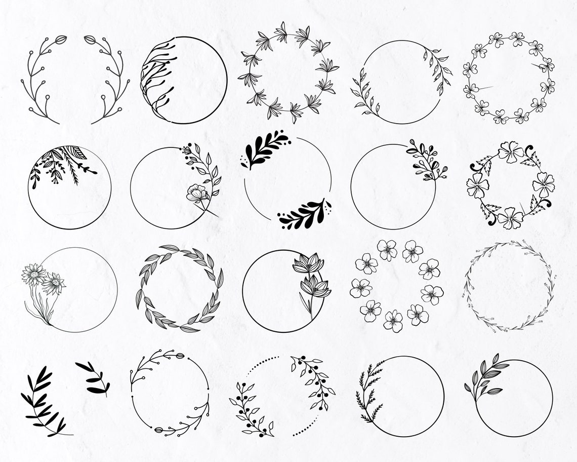 20 Floral Wreaths SVG Wreath Clipart Frame Svg Flower | Etsy