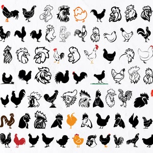 80 pollos SVG Bundle, gallo SVG, gallo SVG, gallina svg, granja svg, pollo clipart, pollito svg, animal svg, pollo png, signo de granja svg