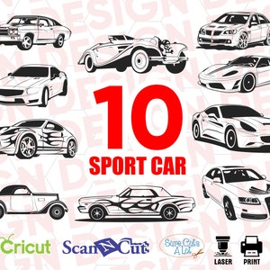 Carro esportivo svg, clipart de carro, veículo svg, ace svg, clipart de carro svg, clipart, estêncil, arquivos de corte de vinil, arquivos para passar a ferro, silhueta, muscle car