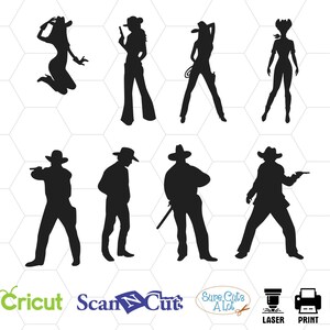 Cowboy svg, Cowgirl svg, Clip Arts,  Digital Cut Files, Svg,  Dxf Silhouette SCAL Cricut Vector Printable Download Paper, Vinyl Die Cutting