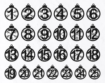 25 Advent Calendar Numbers svg, Christmas Count SVG, Christmas Sign Svg, Christmas Cut File, Christmas Advent Svg Countdown