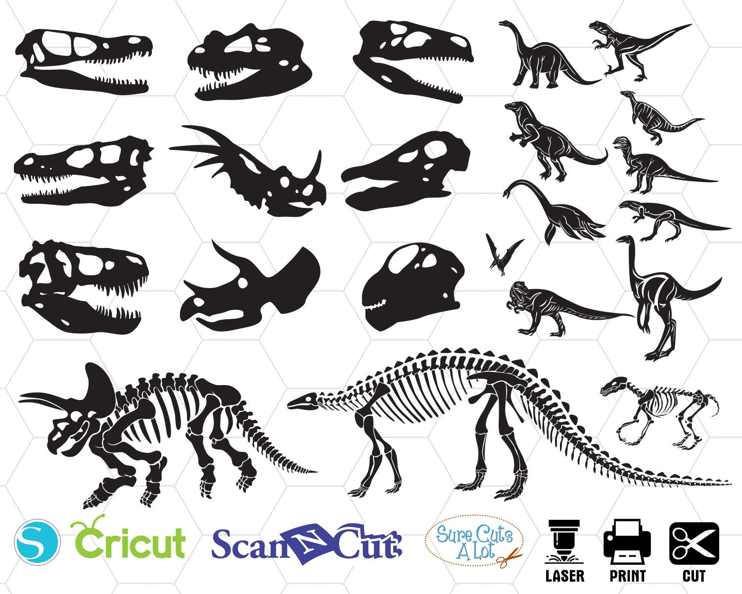 Dinosaur Skull Svg, Dinosaur Bone Svg, Tyrannosaurus Rex Svg, Dinosaur ...