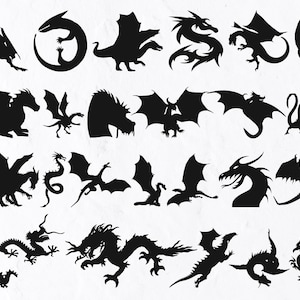 25 Dragons SVG Bundle, Dragon Illustration, Monster, Fantasy, Dragon Flame, Dragon Svg, Dragon Clipart, Dragon Vector, Dragon Bundle