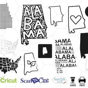 ALABAMA SVG, sweet home alabama, alabama dxf, svg fichiers de coupe, alabama cricut, conception, impression, cameo, silhouette, clipart, usa, dxf, eps