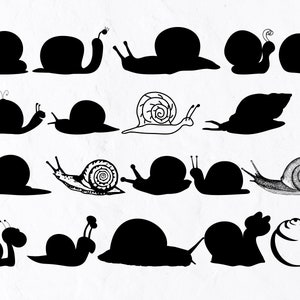 20 Paquet SVG d’escargot, Escargot lent svg, Illustration d’escargot, Clipart d’escargot, Escargot png, Vecteur d’escargot, Eps d’escargot, Silhouettes d’escargot, Cricut d’escargot