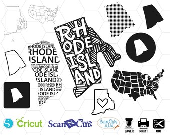 Rhode island state svg, decalcomania, vettoriale, png, svg, dxf, cameo, clipart, cricut, sagoma, monogramma, design, stampa, outline, noi di stato, usa