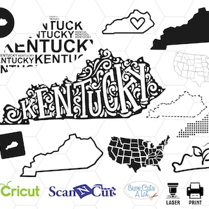 kentucky state svg, kentucky map svg, us state svg, outline, decal, png, svg, eps, design, monogram, clipart, cameo, cricut, silhouette, dxf