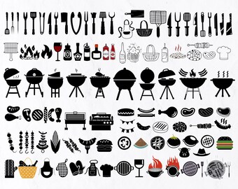 100 Barbecue Items SVG Design, Grill Svg, BBQ Party Silhouette svg, Bbq Svg, Grilling Svg, Barbecue Svg, Grill Svg, Grill Master Svg