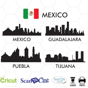 Mexico city svg, Guadalajara svg, Puebla svg, Tijuana svg, Mexico skyline svg, Mexico towl, Mexico landscape svg, Mexico cricut silhouette