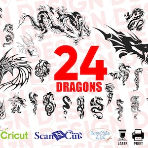 Dragon SVG, SVG Bundle Dragon, Dragon Silhouette, Clipart Dragon, Dragon Vector, imprimable, Cricut, coupe fichiers, fichier numérique, vector design