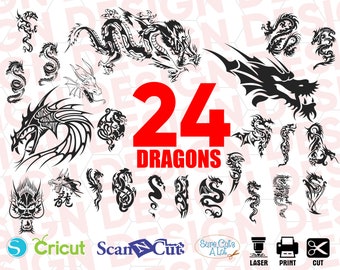 Dragon SVG, Dragon Bundle SVG, Dragon Silhouette, Dragon Clipart, Dragon Vector, Printable, Cricut, Cut Files, Digital File, vector design