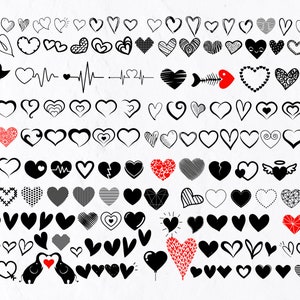 150 Hearts SVG Bundle, Heart Shape SVG, Hand Drawn Heart SVG, Heart Silhouette, Heart Vector, Heart Print, Heart Png, Heart Clipart
