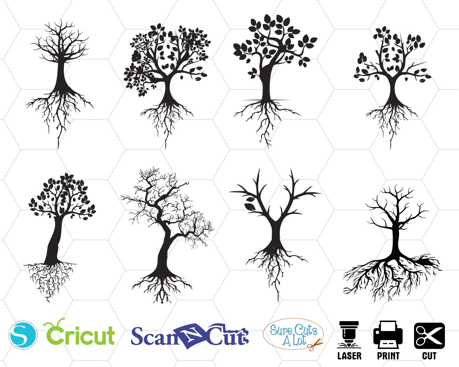 TREE WITH ROOTS Svg Tree Svg Family Tree Svg Tree Dxf - Etsy