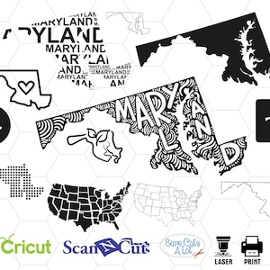 maryland state svg, maryland map svg, outline, silhouette, cameo, design, monogram, vector, vinyl, decal, dxf, eps, dxf, united states svg