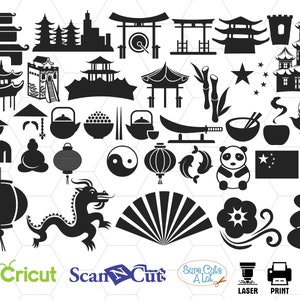 Cina cantare e simbolo bundle pack sagoma svg, cricut Cina, Cina clipart, Cina modello, monogramma, decalcomania, stencil, dxf, png, svg di vettore