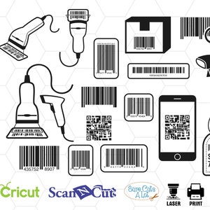 Barcode Scanner svg barcode clipart, silhouet svg, barcode svg-bestand, svg gesneden bestand t-shirt barcode, streepjescode sticker, afdrukbare streepjescodes