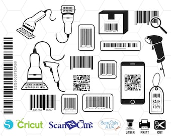 Barcode Scanner svg barcode clipart, silhouet svg, barcode svg-bestand, svg gesneden bestand t-shirt barcode, streepjescode sticker, afdrukbare streepjescodes