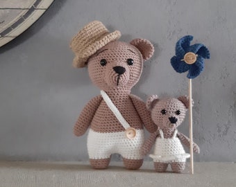 crochet pattern PDF amigurumi ourson Freddy le Mad' Ourson et son bébé (Fr/Eng)