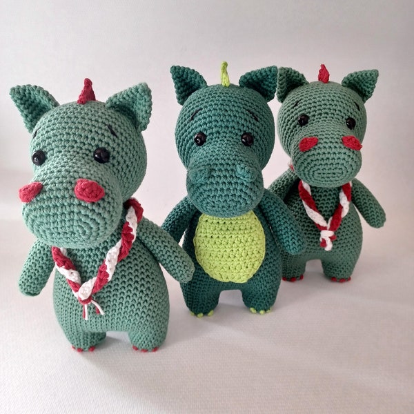 Patron au crochet PDF amigurumi-Drachen Raymond le mad'dragon