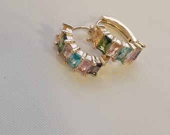 Candy color gold plated earrings