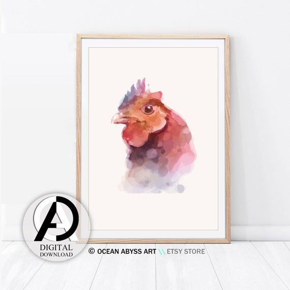 Hens Print Biddy Print Watercolor Art Chicken Print Etsy