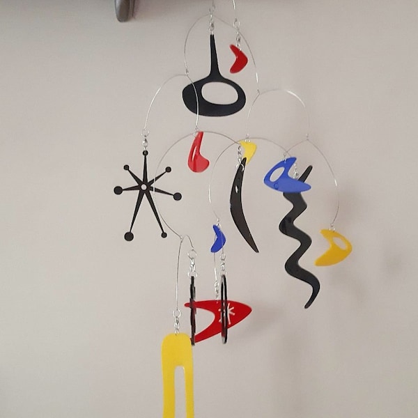 Kinetic art mobile, Plexiglass acrylic mobile, Mobile baby kinetic, Mid century modern mobile, Atomic age mobile, Space age